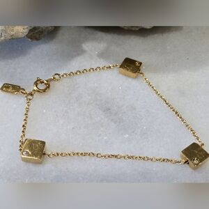 Accents by Hallmark Petite Bracelet 6.5" end to end, Gold Tone with Rine Stones